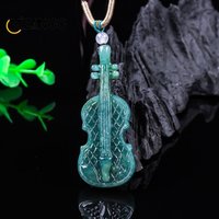 Natural A-grade Jadeite Blue Water Violin Pendant High-end Exquisite Ice-type Jadeite Necklace Men's and Women's Festive Gift