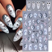 2pcs Winter Snow Wolf Matte Nail Art Sticker Rose White Owl Snwoflakes Adhesive Decals Wraps Animal Sliders Manicure Decor Foils
