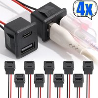 Waterproof Type-C Female Connector Car Motorcycle Panel Mount Socket Fast Charging Data Sync Extension Cable DIY Car Accessories