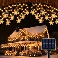 Solar-Schneeflocken-Lichterkette für den Außenbereich, 96 LEDs, 162 LEDs, warmweiß, bunte LED-Girlande, 8 Modi, Schutzklasse IP54, Gartenzaun-Feiertagsdekoration