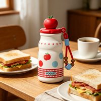 316 Stainless Steel Insulated Bottle 500ML Portable Coffee Tumbler with Straw Lanyard for Students Leak-proof Travel Mug