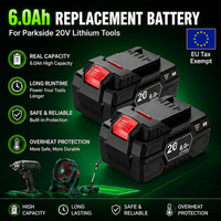 20V 6,0Ah Ersatz-Lithium-Akku für die Parkside X20V-Serie, kompatibel mit PAP 20 B3 PAP 20 A3 PAPS 208 A1, wiederaufladbarer Akku für Kettensägen, Bohrmaschinen, Rasenmäher und kabellose Werkzeuge.