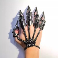 Punk Black Skeleton Ring Scroll Joint Armor Knuckle Metal FingerRock Claw Gothic Halloween Unisex Adjustable Ring Accessories