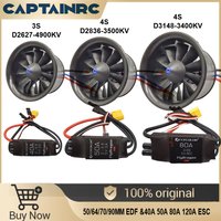 50/64/70/90mm RC EDF Motor Duct Fan 3S-6S 40A 50A 80A 120A ESC Brushless Power for RC JET Aircraft Airplane EDF Plane Parts