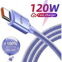 120W 6A Super Fast Charge USB Type C Cable Phone Charger USB Data Cord For Xiaomi 17 Pro Max 15 Realme Huawei Quick Charge Wire