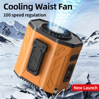Portable Waist Fan with 5 Speed, Clip on Wearable Personal Fan with Flashlight, Hands-Free Hanging Neck Fans, Outdoor Camping