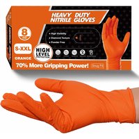 30/50PCS Orange Nitrile Gloves Disposable 8Mil Heavy Duty Safety Gloves Diamond Textured Grip Mechanic Auto Industrial Gloves