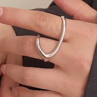 PANJBJ 925 Sterling Silver Line Crossing Ring for Women Punk Hip Hop Exaggerate Trend Adjustable Jewelry Party Gift Dropshipping