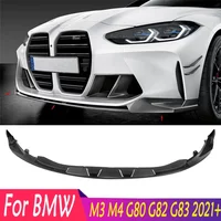High Quality Glossy Black Carbon Fiber Look Car Front Splitter Bumper Lip Spoiler Lower Body Kit for BMW G80 M3 G82 G83 M4 2021+