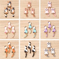 10pcs Mix Cartoon Animal Charms Enamel Cat Charms Pendants for Jewelry Making Necklaces Earrings Bracelets DIY Craft Accessories