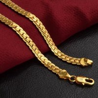 AU750 18K Gold 5MM Minimalist Side Pendant Chain, 20-60cm Adjustable Choker Men And Women, Luxury Everyday Necklace