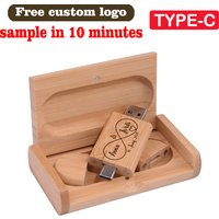 Wooden USB Flash Drive 128GB Wedding Gift Memory Stick 64GB Free Custom Logo Pen Drive 32GB TYPE-C USB 2 IN 1 Pendrive 16GB 8GB