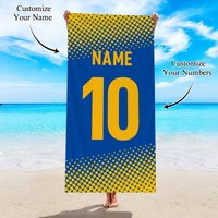 1pc Personalized logo customization beach towel, football elements, team logo, player ID, photo customization beach towel, towel