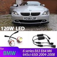 120w White Angle Eyes LED Marker Light Ring Headlight Bulb Lamp For BMW 6 Series E63 E64 M6 645ci 650i 2004-2008