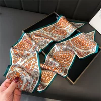 2025 Spring Scarf Women New Design Print Silk Feeling Hairbands Foulard Neckerchief Lady Long Skinny Ribbon Bag Ties