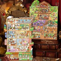 6Style 3Sheets/bag Fun World Stereoscopic Miniature PET Large Scenography Stickers DIY Handbook Scrapbook Photo Frame Notebook