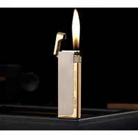 Zorro Metal Zinc Alloy Ultra Thin Slim Grinding Wheel Side Slip Pure Copper Butane Gas Lighter Smoking Accessories Gadgets