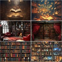 Retro Library Theme Party Decoration Backdrop Supplies Reading Room Enchanted Forest Books Portrait Background Photography Prop