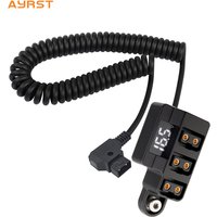 3 Port D-Tap Splitter Hub Power Cable with LED Digital Display for V Mount Camera Battery Photograhy Accessories