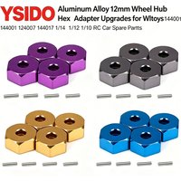 YSIDO Aluminum Alloy 12mm Wheel Hub Hex Adapter Upgrades for Wltoys 144001 124017 144010 1/14 1/12 1/10 RC Car Spare Parts
