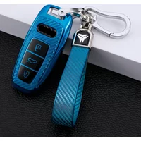 TPU Carbon Fiber Car Key Holder Case Keys Protection Cover for Audi A6 A6L A7 A8 Q8 E-tron C8 D5 2019 2020 2021 2022 Accessories