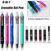 6 In 1 Multifunction 5 color Ballpoint Pen Set 1 Automatic Pencil With Eraser For School Office Writing Supplies Stationery