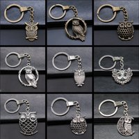 Men Keychain DIY Metal Holder Chain Vintage Owl Pendant Creative Party Jewelry Accessories Gift