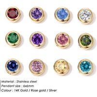Vibrant Birthstone Pendants Stainless Steel Necklace Crystal Charm DIY Jewelry Necklace Rhinestone Zircon Chain Accessory