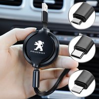 3 In 1 Micro Car Interior USB Type C Fast Charging Cable For Peugeot 408 4008 308 3008 Rifter 5008 508 2008 208 301 RCZ 407 108