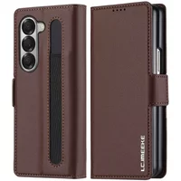 Premium Leather Phone Case for Samsung Galaxy Z Fold 7 6 5 4 3 Fold6 Fold5 Fold4 5G with Pen Holder Wallet Flip Phone Cover
