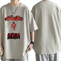 Anime Akira Washed T Shirts Vintage Japanese Science Fiction Cartoon Movie Shotaro Kaneda Graphic T-shirt Men Oversized T-shirts