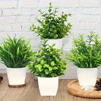 Wholesale OEM/ODM Artificial Mini Potted Plants Fake Sprayed Eucalyptus Plant in Pots House Plants for Home Office