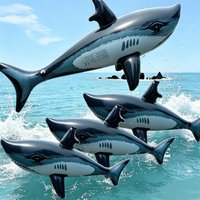 PVC Inflatable Shark Float Toy Outdoor Beach Pool Water Play Summer Party Leisure Accessory Holiday Present