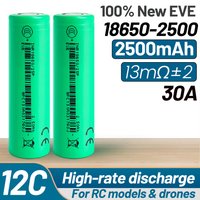 EVE 18650 25P 2500mAh 12C/30A Lithium Battery for Electric Tools Drones Power on Replacement 25R vacuum cleaner battery