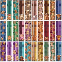 30PCS Cartoon Highland Cow Tartan Bookmarks Animal Cow Print Book Marks for Book Lovers Teens Students Teacher Reading Gifts