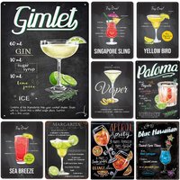 Metal Tin Signs Yellow Bird Cocktail Wall Decoration Plaque Vintage Poster Iron Painting for Man Cave Home Cafe Garden Club Bar