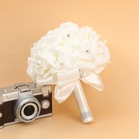 1 bouquet of roses Bridesmaid Foam Flowers Wedding roses Bride bouquet Ribbon fake wedding bouquet