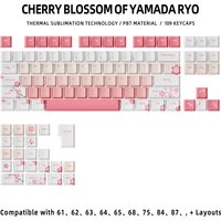 109 Keys Cherry Blossom Keycaps PBT Cherry Profile Pink Key Caps for MX Switch Mechanical Keyboard 61 68 75 84 87 89 96 100 104