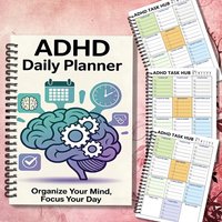 1PC Spiral Notebooks, Structured ADHD Daily Planner-Themed, Mind Organization Tools & Focused Daily Layouts, Fits Work Study Hom