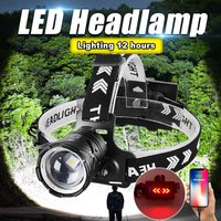 White laser Rechargeable Headlight High Power LED Headlamp Waterproof Lantern Zoom Head Flashlight Outdoor Camping Fishing