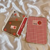 Mirror Cute Smiling Face Tomato Grid For iPad 11th A16 10 9 8 7 5 Pro 13 11 M5 M4 M3 M2 12.9'' Air 4 3 2 1 Mini 7 6 8.3'' Cover