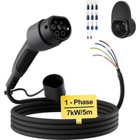 dé Câble de remplacement Type 2 7kW monophasé 32A pour borne de recharge Wallbox, câble de recharge pour véhicule électrique à extrémité ouverte, options 5m, 7m, 10m, 15m