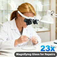 Magnifying Glass 8X/15X/23X Jeweler Watchmaker With LED Light Telescopic Headband Magnifier Glasses Reading Loupes Eyewear