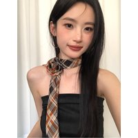 Vintage British Style Silk Scarf For Women With A High-End Sense Of Mara Flowers In A Long Necktie With A Literary Temperament