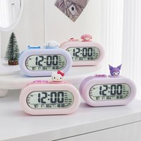 Sanrio New Hello Kitty Kuromi My Melody Cinnamoroll Kawaii Anime Cartoon Alarm Clock Ornaments Desktop Student Fashion Clock