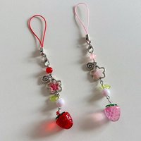 1Pc Lightweight Sweet Cute Strawberry Keychain Xyu Cellphone Charm Lanyard Lovely Fruits Chain for Girls Aesthetic Jewelry Props