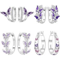 MISEFF S925 Sterling Silver Earring Exquisite Insect Purple Butterfly Earrings Fashion Jewelry Birthday Gift Mother's Day Gifts