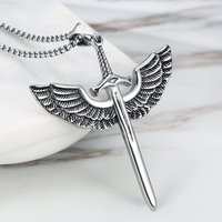 Angel Wings Pendants Necklaces for Men Women Stainless Steel Charm Chain Holy Sword Cross Pendant Unisex Jewelry Accessories