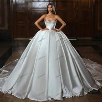 Glamorous Wedding Dresses A Line Satin Bridal Gowns Pearl Decoration Robes свадебное платье Vestidos De Novia Customized 2026
