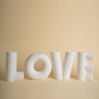 Glazed Ceramic Love Letters Vase Set, Modern Minimalist, Living Room, Wedding Party, Home Decoration Accessories, Interior Table